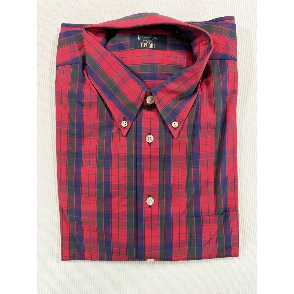Vintage Gitman Bros for McCalls Tartan Plaid Button Down Shirt L USA